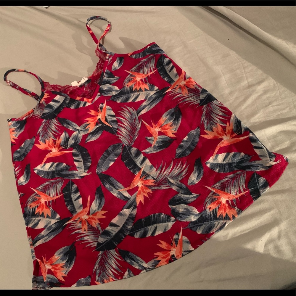 Floral print spaghetti strap blouse